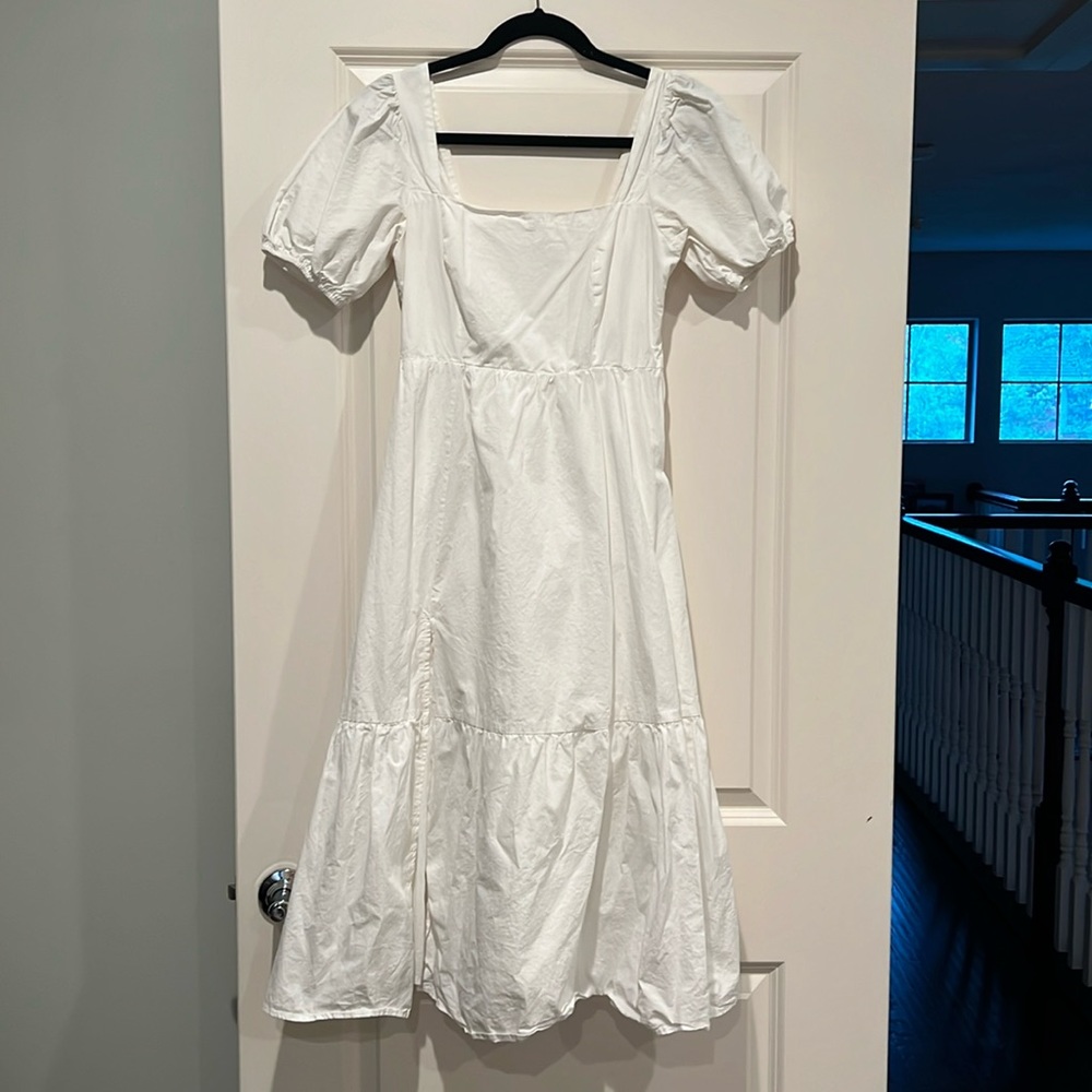 Astr White Puff Sleeve Maxi Dress